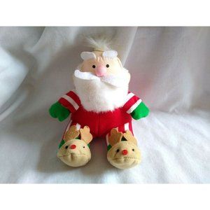 Vintage Stuffins Santa in Slippers Pajamas 1994 Plush Ornament Striped Christmas